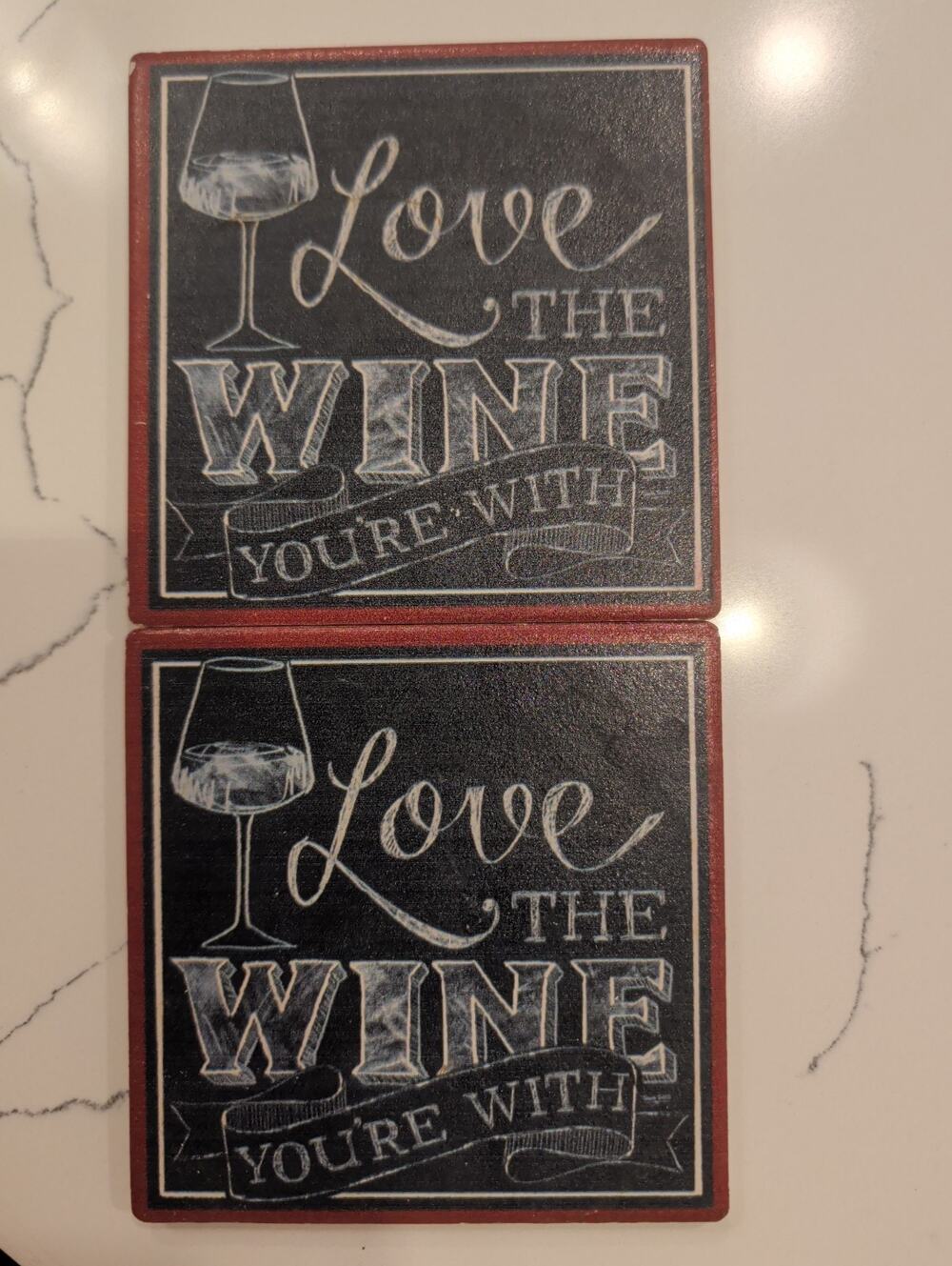Thirstystone Wine Coaster Love The Wine You're With Chalkboard Art Drink Mat